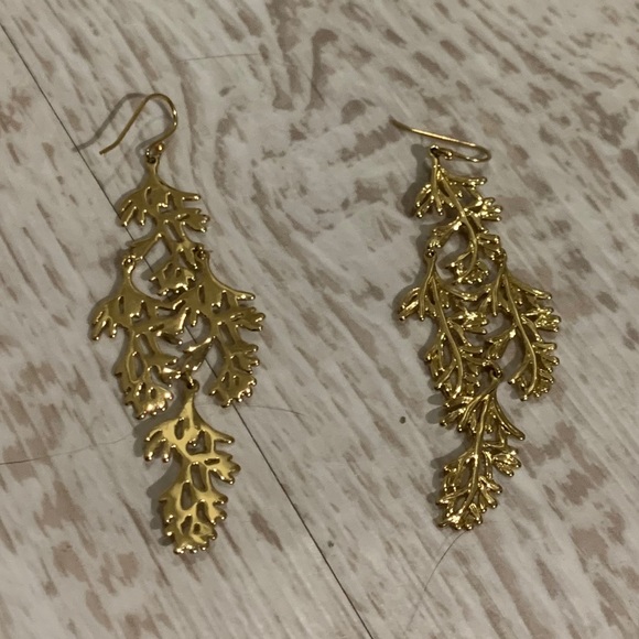 Gold leaf branch boho bohemian earrings